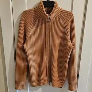 Fly3 Pure Merino Wool Full-Zip Tamata Cardigan Sweater - Orange - Size Large